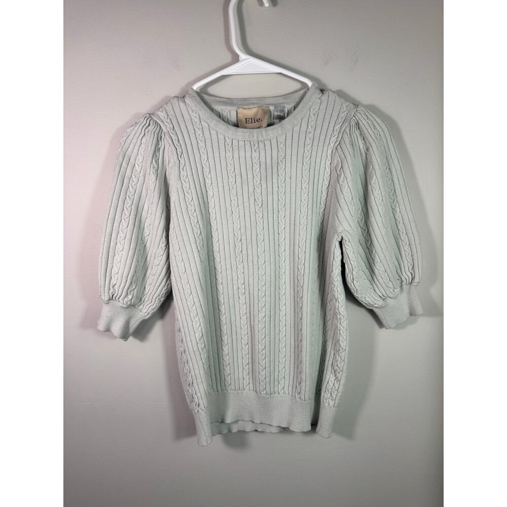 Elie Tahari Short Sleeve Cable Knit Sweater Size M